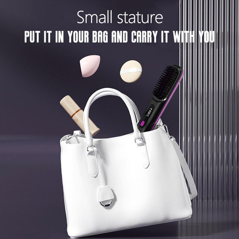 فرشاة تصفيف الشعر المحمولة Go Brush Pro 2026، قابلة لإعادة الشحن عبر USB، مشط فرد الشعر سريع التسخين مع بطارية 3200 مللي أمبير وشاشة LCD لعرض 3 درجات حرارة، تسخين سريع للسفر، لجميع أنواع الشعر (أسود) - Image 4